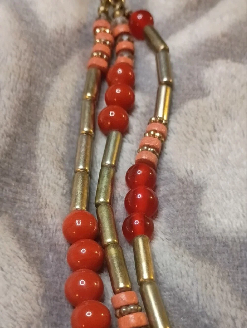 Layered Coral and Gold-Bead Necklace